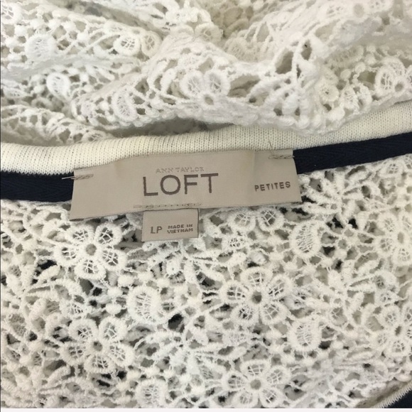 LOFT Striped Floral Lace Back TeeLarge Petite - Picture 5 of 6